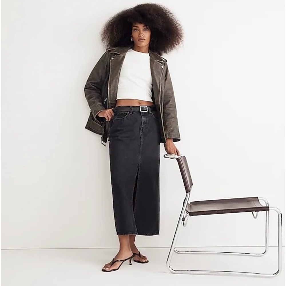 Madewell Denim Mid-Rise Maxi Skirt Lunar Wash NWT - Picture 4 of 15